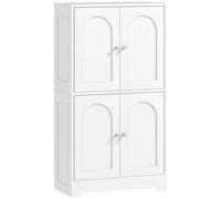 HOMCOM Credenza Cucina, Mobile Cucina Stoccaggio Armadietto portaoggetti Moderno con 4 ante ad arco e 2 ripiani regolabili, per Sala da Pranzo, Soggiorno, 60 x 30 x 110 cm, Bianco
