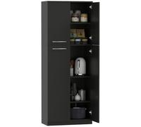 HOMCOM Credenza Cucina, Mobile Dispensa con 2 Armadietti, Mobile Cucina con Ripiani Regolabili in MDF, per Sala da Pranzo, Soggiorno, Salotto, 59x31x155 cm, Nero