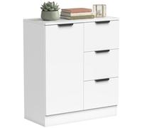 HOMCOM Credenza Cucina, Mobile Madia Slim con Anta Soft-Close e 3 Cassetti