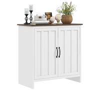 HOMCOM Credenza Cucina Moderna 2 Ante con Ripiano Regolabile in Legno Bianco