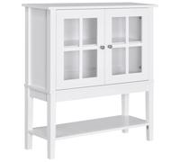 HOMCOM Credenza Cucina Moderna con 2 Ante in Vetro Temperato, Bianco | Mobile Cucina, Ripiano Interno regolabile, per Sala da Pranzo, Soggiorno, 80x28x84 cm