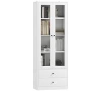HOMCOM Credenza Cucina Multiuso Mobile con 2 Cassetti 59x30x164cm Bianco