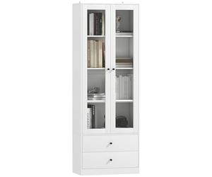 HOMCOM Credenza Cucina Multiuso Mobile con 2 Cassetti 59x30x164cm Bianco