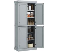 HOMCOM Credenza da cucina a buffet mobile portavivande in stile moderno con armadi, ripiani regolabili, per sala da pranzo, soggiorno, 76 x 40,5 x 184 cm, grigio