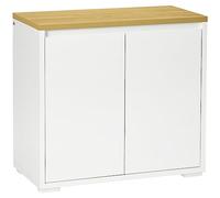 HOMCOM Credenza da cucina, armadietto con doppia anta e ripiano regolabile per soggiorno, ingresso, bianco