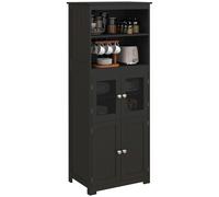 HOMCOM Credenza da cucina buffet vaisselier mobile da archiviazione multi-ripostiglio dim. 60L x 30P x 162H cm nero