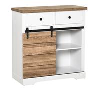 HOMCOM Credenza da Cucina con 2 Cassetti Ripiani Aperti e Portabottiglie