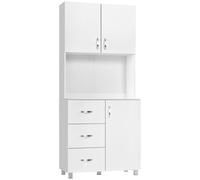 HOMCOM Credenza da Cucina e Soggiorno, Credenza Moderna in Legno Bianco, 2 Armad