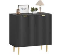 HOMCOM Credenza da cucina, mobile contenitore, con 2 ante, ripiano regolabile, gambe in metallo rialzate, per cucina, soggiorno, 80 x 40 x 80 cm, nero
