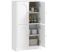 HOMCOM Credenza da cucina, mobile da cucina, mobile contenitore, mobile moderno per porcellane con 4 ante curve e 2 ripiani regolabili, per sala da pranzo, soggiorno, 60 x 30 x 110 cm, bianco