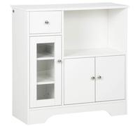 HOMCOM credenza da cucina moderna con ripiano a cassetto con anta in vetro 80x30x82 cm