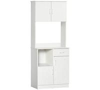 HOMCOM Credenza da cucina multi-sgabuzzino 4 ante 1 ripiano a cassetto + ripiano grande 71 x 41 x 178 cm MDF bianco