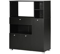 HOMCOM Credenza da Cucina per Microonde e Forno, Mobile Cucina con Armadietti, Mensole e Cassetto, Mobile Dispensa Moderna in Truciolato per Soggiorno, 90x40x120 cm, Nero