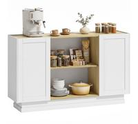 HOMCOM Credenza da Cucina Stile Farmhouse, 133 cm, Naturale e Bianca