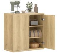 HOMCOM Credenza da salotto, mobile contenitore con doppia anta a chiusura ammortizzata e ripiano regolabile, stile moderno, credenza da sala da pranzo e cucina, 78 x 39 x 79 cm, rovere