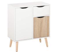 HOMCOM Credenza - Mobile portaoggetti design scandinavo con 2 cassetti scorrevoli in legno, colore: Bianco rovere chiaro