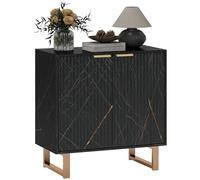 HOMCOM Credenza mobiletto per buffet, effetto marmo, con 2 ante scanalate e ripiani regolabili, mobile da bar con gambe in metallo, per soggiorno, colore: nero