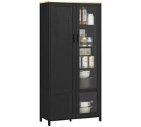 HOMCOM Credenza Moderna 2 Ante con Mensole Regolabili Legno e Vetro 76x36x160cm