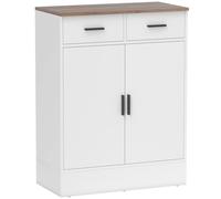 HOMCOM Credenza Moderna 2 Cassetti e Armadietto 2 Ante, Ripiano Interno Regolabile, Bianco e Legno Aosom Italy