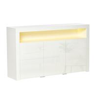 HOMCOM Credenza Moderna 3 Ante con Luci LED Colorate e Telecomando in Legno, 155x40x92cm - Bianco