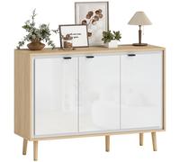 HOMCOM Credenza Moderna 3 Ante Ripiano Regolabile 107x35x77cm Bianco e Rovere