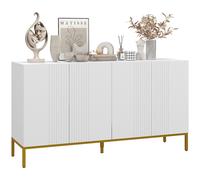 HOMCOM Credenza Moderna 4 Ante Chiusura Ammortizzata e Mensole Regolabili Bianco