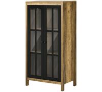 HOMCOM Credenza Moderna a 2 Ante in Vetro e legno, Mobile per Soggiorno e Salotto, 60x35x120cm, Marrone