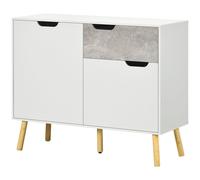 HOMCOM Credenza Moderna a 2 Armadietti con Cassetto in Truciolato Legno di Pino