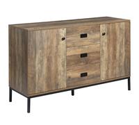 HOMCOM Credenza Moderna con 2 Armadietti a 2 Ante con Ripiani regolabili e 3 Cassetti, Mobile dall'aspetto retrò in truciolato, Marrone Aosom Italy