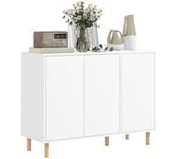 HOMCOM Credenza Moderna con 2 Armadietti a 3 Ripiani 107x40x80 cm Bianco