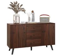 Homcom Credenza Moderna per Soggiorno, Sala da Pranzo e Ingresso in Legno e Truciolato, Mobile Contenitore con 2 Armadietti e 3 Cassetti, 127x40x76 cm, Marrone e Nero