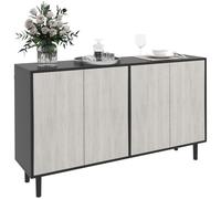 HOMCOM Credenza Moderna con 2 Armadietti e 4 Ante con Apertura a Pressione Nero