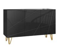 HOMCOM Credenza Moderna con 2 Armadietti e Ripiano Regolabile Nero e Oro