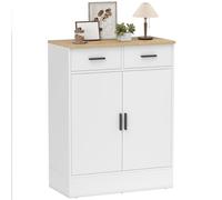 HOMCOM Credenza Moderna con 2 Cassetti e Armadietto a 2 Ante Bianco e Legno