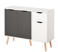 HOMCOM credenza moderna con 3 ante e cassetto 90x30x72 cm bianco e grigio