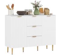 HOMCOM Credenza Moderna con 3 Cassetti, 2 Armadietti e Ripiani Regolabili Bianco