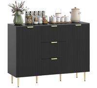 HOMCOM Credenza Moderna con 3 Cassetti, 2 Armadietti e Ripiani Regolabili, Nero