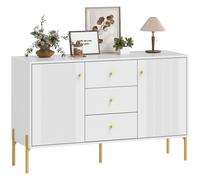 HOMCOM Credenza Moderna con 3 Cassetti, 2 Ripiani Regolabili, 5 Gambe, Bianco