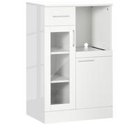 HOMCOM Credenza Moderna con Armadietti e Cassetto in Legno e Vetro Bianco