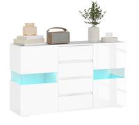 HOMCOM Credenza Moderna con LED Regolabile, 4 Cassetti e 2 Armadietti, Bianco
