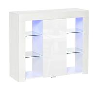 HOMCOM Credenza Moderna con Luci LED Finitura Lucida 97x35x83cm Bianco