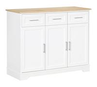 HOMCOM Credenza Moderna da Cucina a 3 Cassetti e 3 Ante in MDF, Mobile Multiuso con Ripiano Regolabile per Cucina e Soggiorno, 101x39x82 cm, Bianco