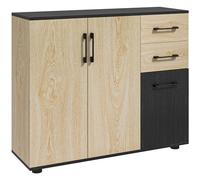 HOMCOM Credenza Moderna da Cucina e Soggiorno 90x30x75.5cm Noce e Nero