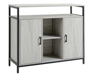 HOMCOM Credenza Moderna in Legno con 2 Armadietti e Ripiani, Mobile Cucina e per Ingresso Grigio Chiaro, 100x34x87.2cm Aosom