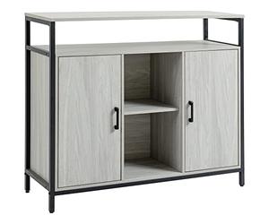 HOMCOM Credenza Moderna in Legno con 2 Armadietti e Ripiani, Mobile Cucina e per Ingresso Grigio Chiaro, 100x34x87.2cm