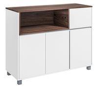 HOMCOM Credenza Moderna in Legno con Armadietti, Cassetto e Vano Aperto Bianco