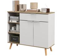 HOMCOM Credenza Moderna Salvaspazio in Truciolato Bianco e color Legno