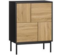 HOMCOM Credenza Moderno con Ante a Pressione e 4 Vani, Mobile per Soggiorno e Cucina, 60x35x78 cm, Nero Aosom Italy