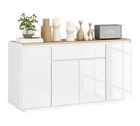HOMCOM Credenza Cucina con 3 Armadietti a 4 Ante Madia 140x40x75 cm Bianco | Mobile Cucina Moderno, Cassetto, Ripiano Regolabile, Ante Soft-Close, in MDF, Madia Soggiorno Sala da Pranzo