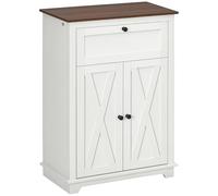 HOMCOM Credenza multiripostiglio 2 ante con ripiano regolabile 1 cassetto, stile country, dim. 60L x 30P x 87,5H cm, camera da letto, soggiorno, bianco